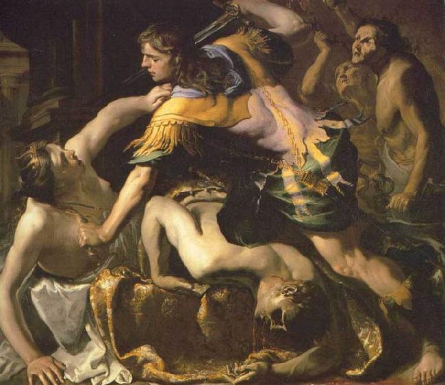 Bernardino Mei Orestes slaying Aegisthus and Clytemnestra oil painting image
